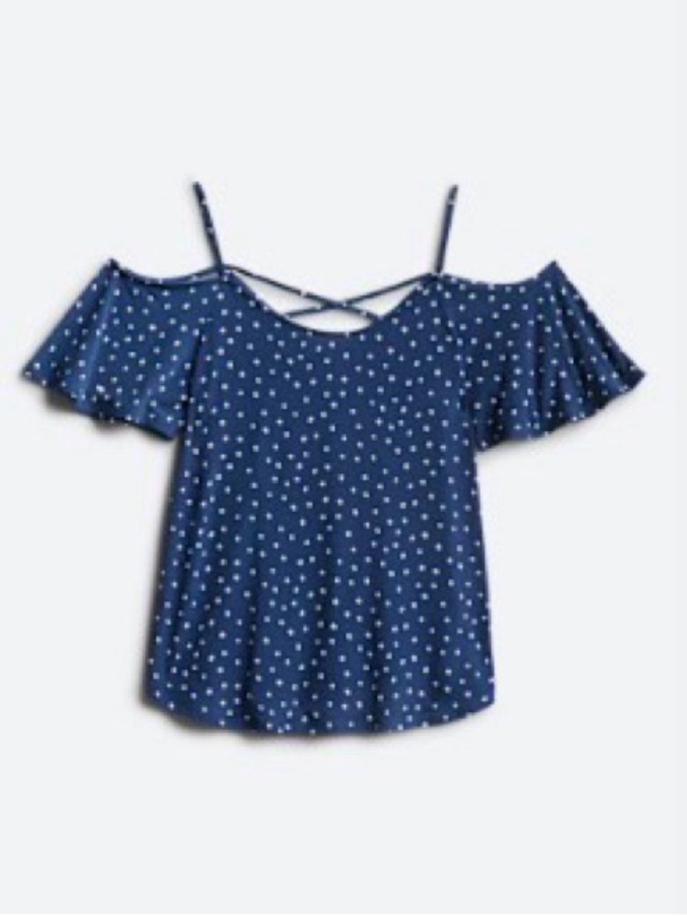 Kaileigh Navy Polka Dot Cold-Shoulder Camisole